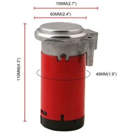 BUNTHAUS rouge compresseur d\\'air 12V kit de pompe air, klaxon lectrique avec tuyau moteur lectromagntique, utilis pour la trompette super fort pour remplacer le kit de pompe air de toute voiture (1/3)