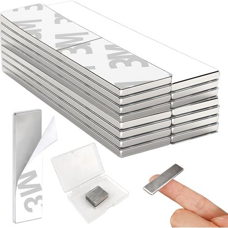 15 Pièces Aimant Puissant Autocollant, 40x10x2mm Aimant Neodyme (1/5)