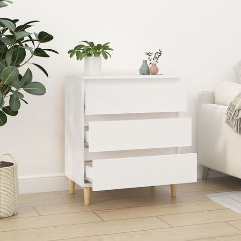 Buffet de Salle à Manger 60x35x70 cm en Bois d'Ingénierie Blanc, Meuble de Rangement Compact avec Étagères pour Cuisine et Salon (1/5)