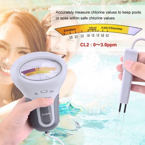 Testeur de qualité de l'eau 2 en 1 Testeur de pH numérique Chlore, CL2 Portable avec Grand écran pour Spa de Piscine spa Analyseur de Qualité de l'eau (1/3)