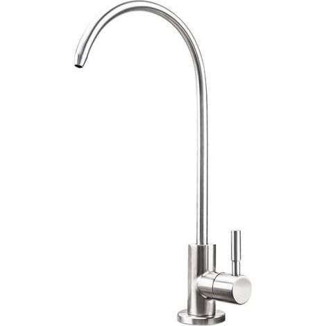 Robinet d\'eau potable pour évier de cuisine, robinet de filtre à eau pour système d\'osmose inverse ou de filtration d\'eau, en acier inoxydable (1/4)