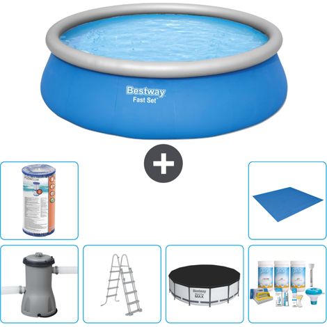 Piscine gonflable ronde Bestway à réglage rapide - 457 x 122 cm - Bleue - Comprend des Accessoires CB21 (1/5)