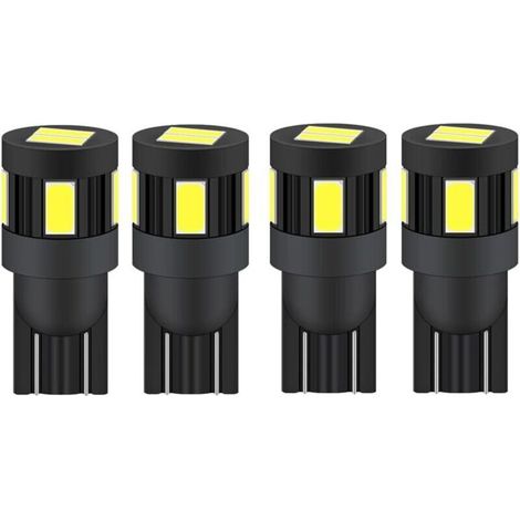 Ampoule t10 w5w led 12V 24V Blanc 6000K, Pas De Polarité Conçu pour 2825 194 168 158 (4 pcs) [Classe énergétique A+]