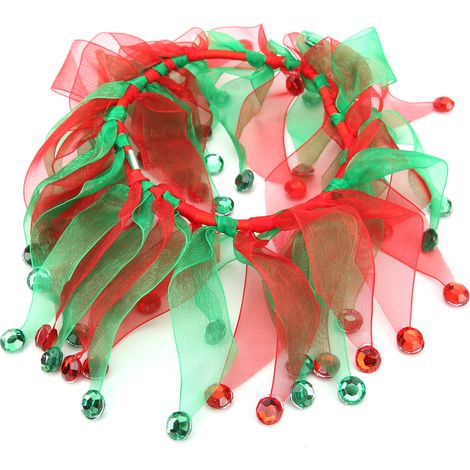 Robe de poule à col coloré, rouge et verte assortie, idéale pour les fêtes de poules et la décoration de Noël. Taille unique. (1/5)
