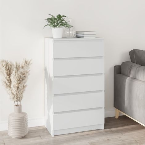 Bonnevie – Commode à tiroirs 5 tiroirs – Bois d'ingénierie blanc – Dimensions 60x36x103 cm – Résistance à l'humidité – Surface lisse et facile à nettoyer - BV555034 (1/5)