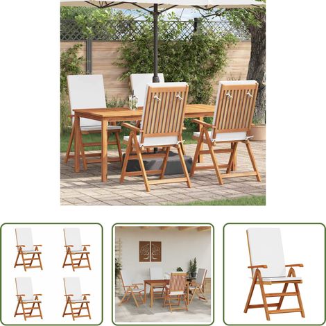 Chaise de jardin moderne - Chaise de jardin 4 pcs Marron et blanc 57 x 71,5 x 104 cm (1/5)