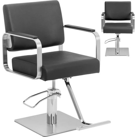Poltrona da parrucchiere e cosmetica Physa Otley con poggiapiedi - Nero e argento (1/5)