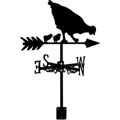 Poulailler Girouette Rétro - Silhouette de Poule Vintage pour Toit, Décoration Jardin Métal Antirouille, Indicateur de Vent Rustique, 1 Pièce (1/5)