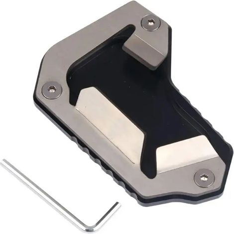 (Noir) Compatible avec TRIUMPH TIGER 1200 EXPLORER : extension de béquille latérale, support élargi, plaque de base et repose-pieds (modèles 2021, 2020, 2019, 2018, 2017 et 2016, MaxPower). (1/4)