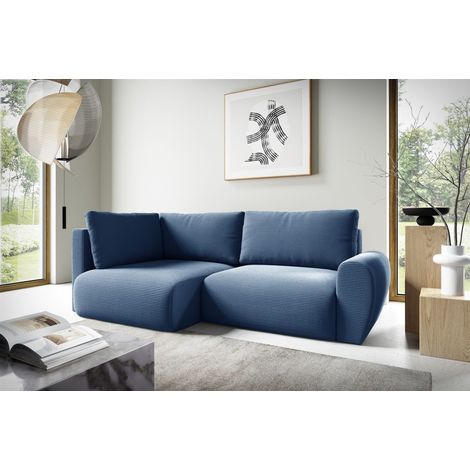 Ecksofa Schlafsofa GALAN MINI Stoff Poso Blau Ottomane Links