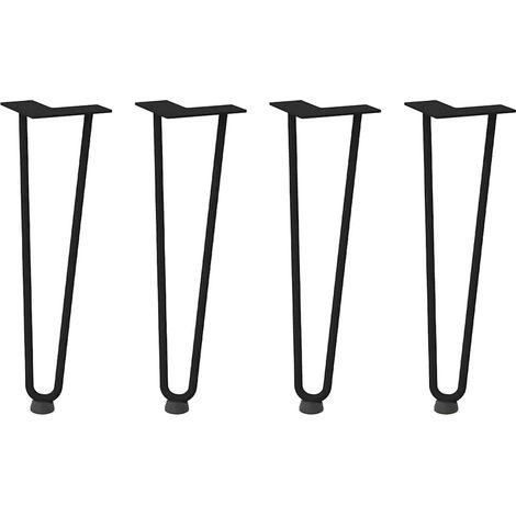Lot de 4 pieds en épingle à cheveux pour table basse 42 x 12 x 12 cm esthétique moderne acier noir (1/5)