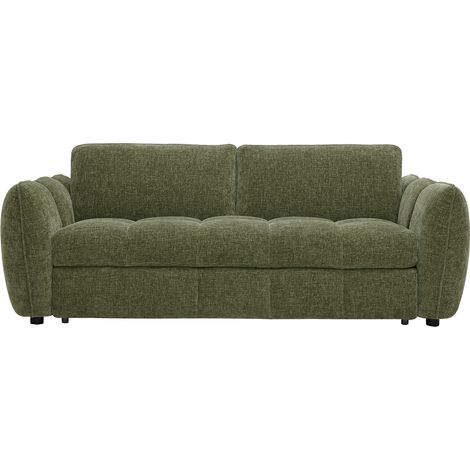 Design-Schlafsofa 3-Sitzer aus Stoff mit strukturierter Samtoptik Khaki-Grün WONDER (1/5)