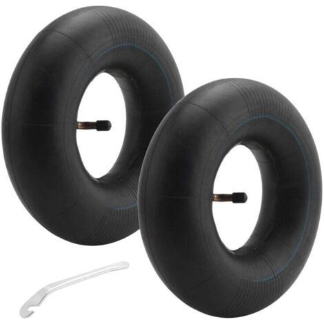 2 PCS 4.10/3.50-4 Pouces Pneu à Chambre Air pour Diable, Chariot, Chariot Main, Tondeuse Gazon, Tube de Rechange 4.10-4 avec Pied Biche (1/4)