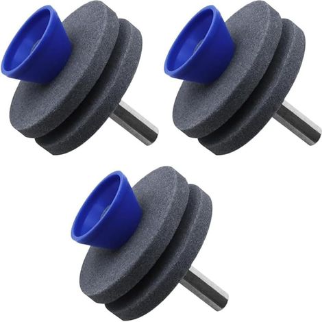 Afilador de cuchillas de cortacésped duradero para herramientas de jardín y taladro eléctrico, doble capa, 3 piezas (gris) (1/5)