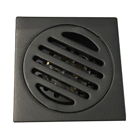 Bonde de sol noire 98 x 98 mm, couvercle de bonde amovible pour baignoire, douche, WC, jardin, crépine carrée en acier inoxydable antirouille