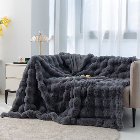 Couverture Jetable En Fourrure Synthétique - 127 x 152 cm - Taupe - 1 Pièce (1/5)