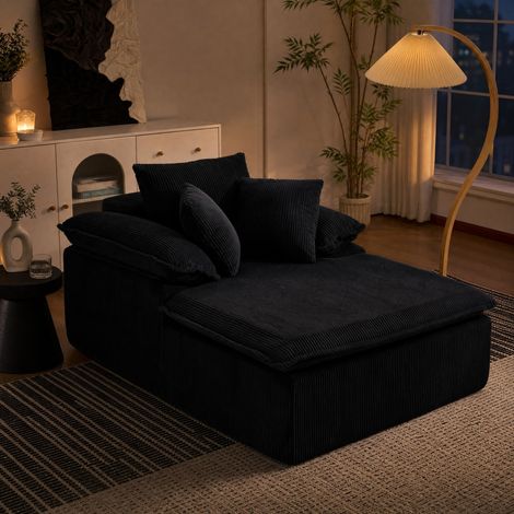 Sofá relax de pana con brazos anchos negro OKMYHOME