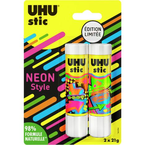 Bâtons de colle - UHU - Stic - Édition Limitée Néon - Lot de 2 - 21g chacun