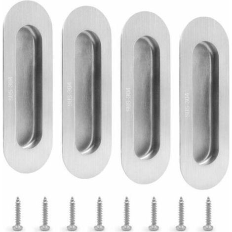 Sliding Door Handles (4 Pieces), Invisible Silver Door Handles (1/4)