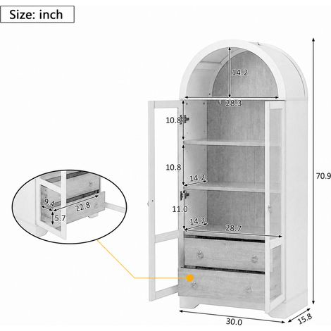 Highboard mit verstellbaren Regalböden und Schubladen, Küchenschrank mit transparentem Glas und großem Stauraum, Ideal für Esszimmer, Wohnzimmer und Küche (Schwarz) (1/5)