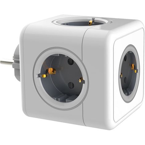 Multiprise Murale Cube 5 en 1 avec Protection Contre Les Surcharges&Parasurtenseurs,Multiprise Cube 4000W/16A avec Porte de Sécurité,Multiprise Electrique Portable pour Bureau Voyage-Blanc