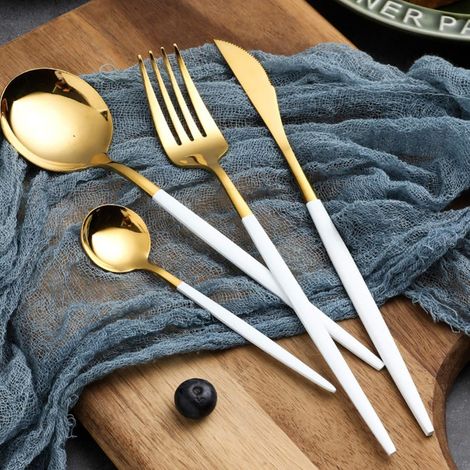 Luxito Orion Prestige Gold 24-teiliges Weißgold-Besteckset für 6 Personen (1/5)