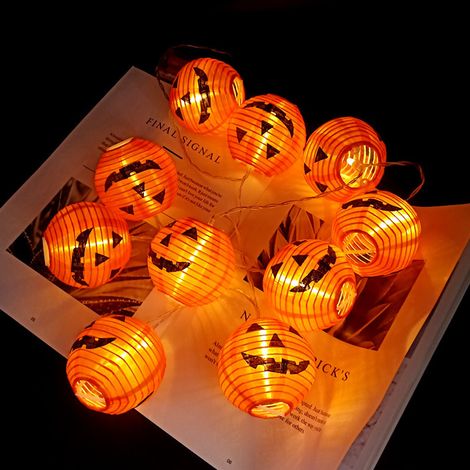 Dekorative Halloween-Kürbis-LED-Lichterkette, 3 bis 20 Meter lang, festliche Atmosphäre, Geistergesicht-Effekt, Batteriefach. (1/5)