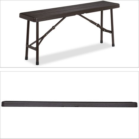 Lote de 2 bancos plegables estrechos para balcón jardín 100 x 40 x 45 cm prácticos y resistentes de plástico madera oscura 130010176 (1/4)