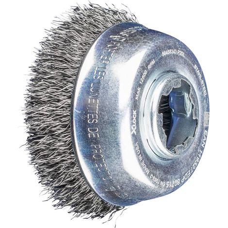 PFERD Spazzola a tazza, ø 75 mm, filo di acciaio da 0,30 mm, attacco X-LOCK, 43469006, per un cambio rapido e comodo degli attrezzi (1/5)