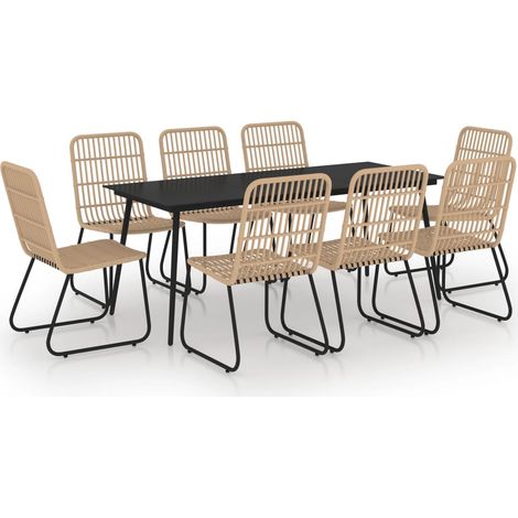 Maison Exclusive - Set da Pranzo da Giardino 9 pz in Polyrattan e Vetro