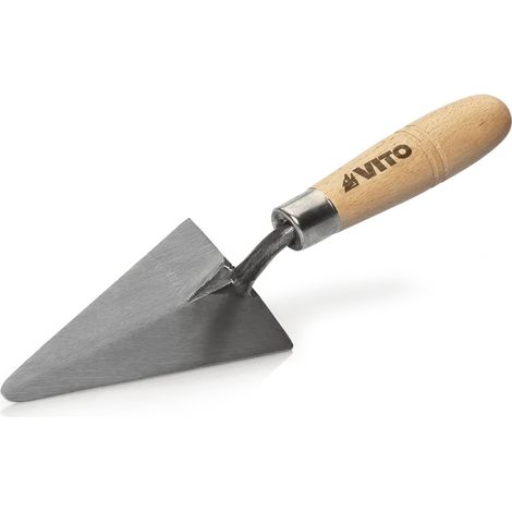 Truelle de maçon Triangulaire forgée 120mm à bout rond Acier trempé Manche bois VITO (1/3)