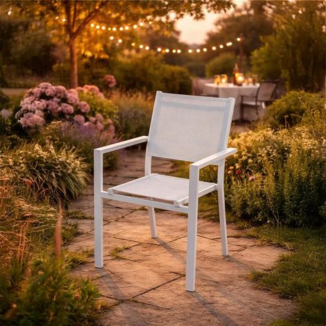 Exagonshop Sedia esterno da giardino con braccioli in alluminio