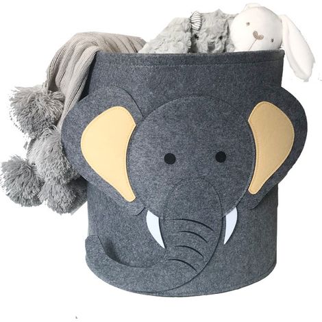 Panier à jouets pour enfants avec poignées - panier à linge - panier de rangement - panier de rangement pour jouets - panier de rangement pour chambre d'enfant - coffre à jouets - feutrine - gris (1/5)