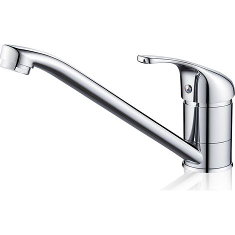 Single Handle Kitchen Faucet, 360° Swivel Kitchen Sink Faucet Brass Kitchen Sink Faucet Hot and Cold Kitchen Sink Faucet with G3/8'' Hose Connections, Chrome - RWSingle basin faucet (1/5)
