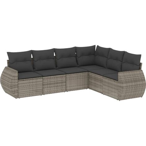 Maison Exclusive - 6-tlg. Garten-Sofagarnitur mit Kissen Grau Pol