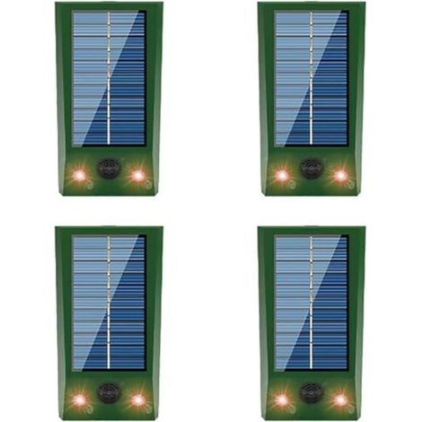 Répulsif solaire 4x pour animaux (chats, chiens, oiseaux, écureuils, ratons laveurs, lapins, renards, cerfs, etc.) avec détecteur de mouvement LED (1/5)