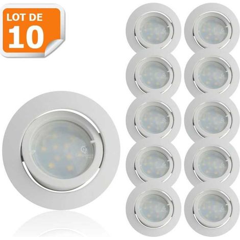 Lot de 10 Spot Led Encastrable Complete Blanc Orientable lumière Blanc Neutre eq. 50W ref.888 (1/5)