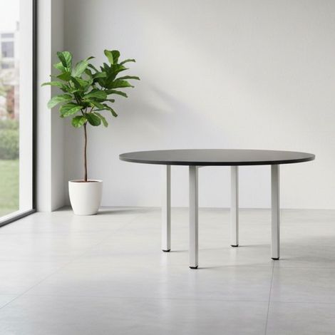 Tavolo tondo Leccino diametro 90 cm. piano antracite satinato e gambe alluminio