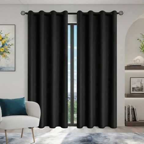 Lot de 2 Rideaux Occultants 100x160cm - Isolation Thermique et Protection Solaire, Pour Chambre et Salon (1/5)