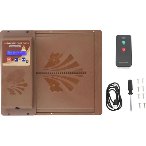 Porte de poulailler automatique USB 3 en 1 avec capteur de lumière, télécommande et ouverture horizontale de la porte de poulailler (1/5)