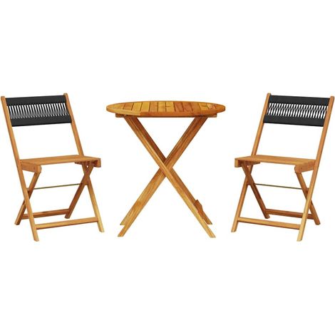 Maison Exclusive - Set da Bistrot 3pz Nero in Polipropilene e Legno Massello