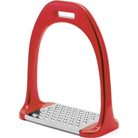 Rosso - Staffe inglesi in alluminio colorate con pedane in acciaio inox antiscivolo