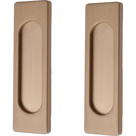 MOROBOR selbstklebender rechteckiger Schiebetürgriff, 2 flache Aluminiumgriffe ohne Prägung für Scheunentüren und Schiebefensterschränke (goldene Bronze, 100 mm) (1/5)