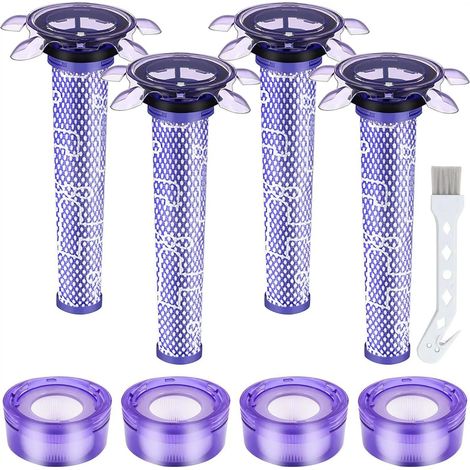 Lot de 4 filtres V8 HEPA et 3 Star Pre Filter pour Dyson V8 Absolute Animal, SV10, SV11, SV25, SV37, 1 brosse de nettoyage, pièce n° 965661 (1/5)