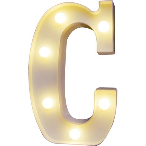 Veilleuse LED alphabet avec ampoules, lumière blanche chaude constante, fonctionne sur 2 piles AA, étanchéité IP54 (blanc) (1/5)