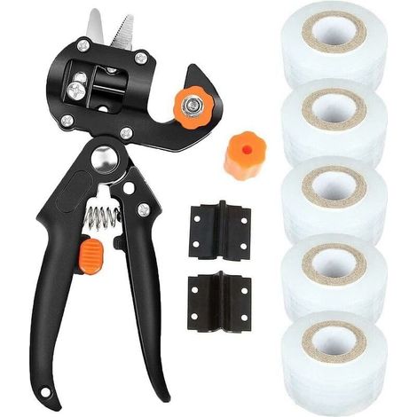 Professional garden pruner, professional grafting scissors, grafting pliers with 3 interchangeable blades (V, Ω, U) in steel, grafting scissors, with 5 film strips