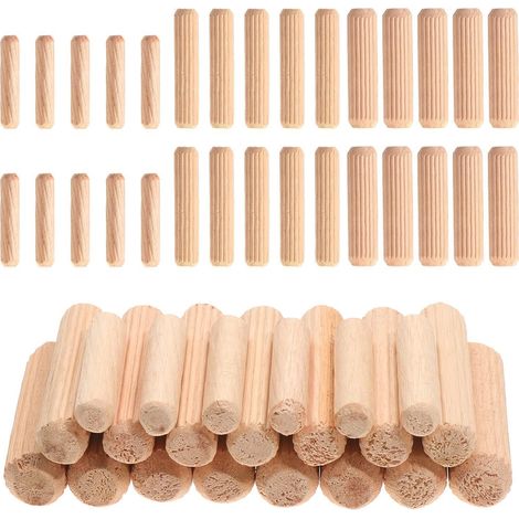 Holzdübel Set 650 Stück Buche Riffeldübel 6x30/8x40/10x40mm für Möbel & DIY (1/5)