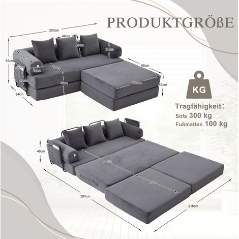 Modulares Cord-Sofa 200x190x67 cm dunkelgrau mit Stauraum für kleine Wohnzimmer – MEUBLIV (1/5)