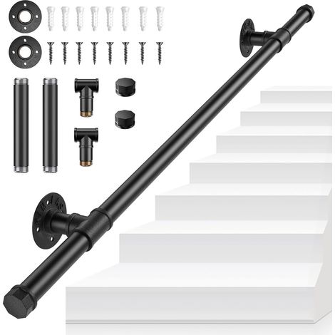 Main Courante pour Escalier, Rampe Escalier Intérieur Exterieur Galvanisation Industrielle Antidérapante Main Courante Escalier pour Sécurité Balcon Couloir, 1M (1/5)
