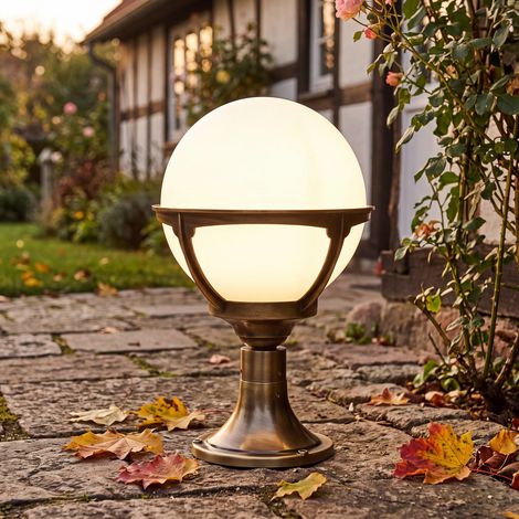 Stehlampe außen 38 cm E27 IP44 Haus Terrasse Messing massiv Rustikal Stehleuchte (1/5)